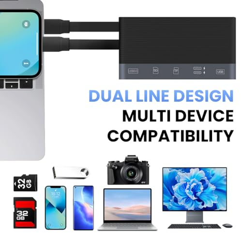Verilux® 6 in 1 USB Hub Card Reader for iPhone USB 3.0 High Speed Dual Connector with PD Charging Universal for Phone Tablet Flash Drive Memory Stick TF SD Cards 3 PCS Verilux® 6 in 1 USB Hub Card Reader for iPhone USB 3.0 High Speed Dual Connector with PD Charging Universal for Phone Tablet Flash Drive Memory Stick TF SD Cards 3 PCS
